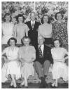 1951 06 30 - RyanQuarry wedding_Marg, Claire, Greg, Helene, Eleanor Quarry rear, Betty, Dorothy Harkin Q, James and Pat Quarry front LT to RT 